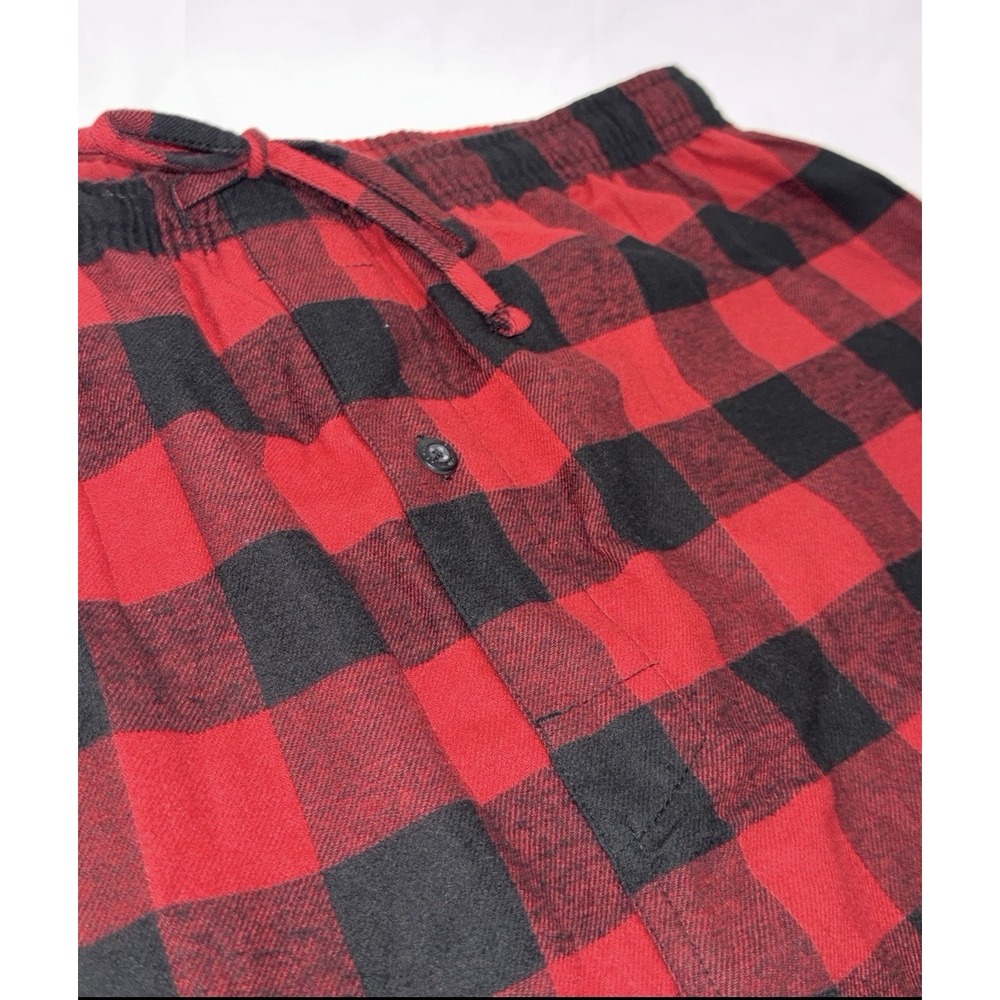 HANES‎ Pajama Mens XL Red Black Plaid Pattern Flannel Sleep Loungewear